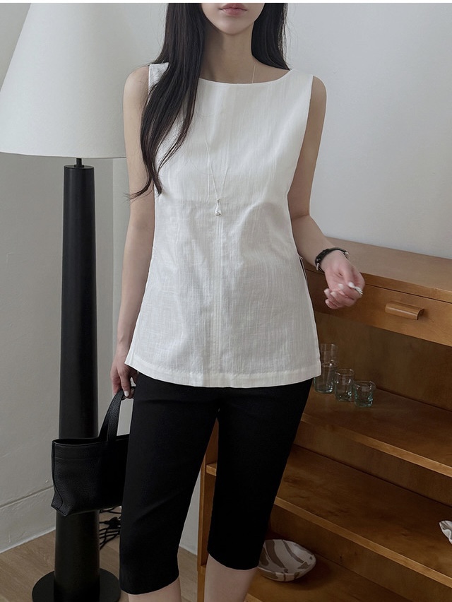 FRILL-T/DADA韓國直郵女士新品人氣26春夏吊帶背心亞麻FRILL-T/DADA吊帶/背心
