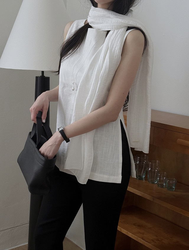 FRILL-T/DADA韓國直郵女士新品人氣26春夏吊帶背心亞麻FRILL-T/DADA吊帶/背心