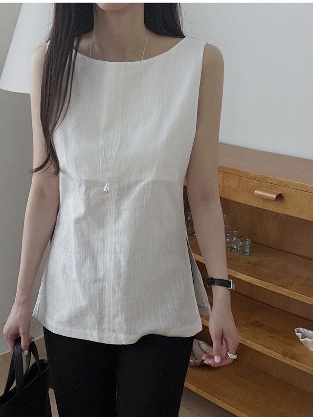 FRILL-T/DADA韓國直郵女士新品人氣26春夏吊帶背心亞麻FRILL-T/DADA吊帶/背心