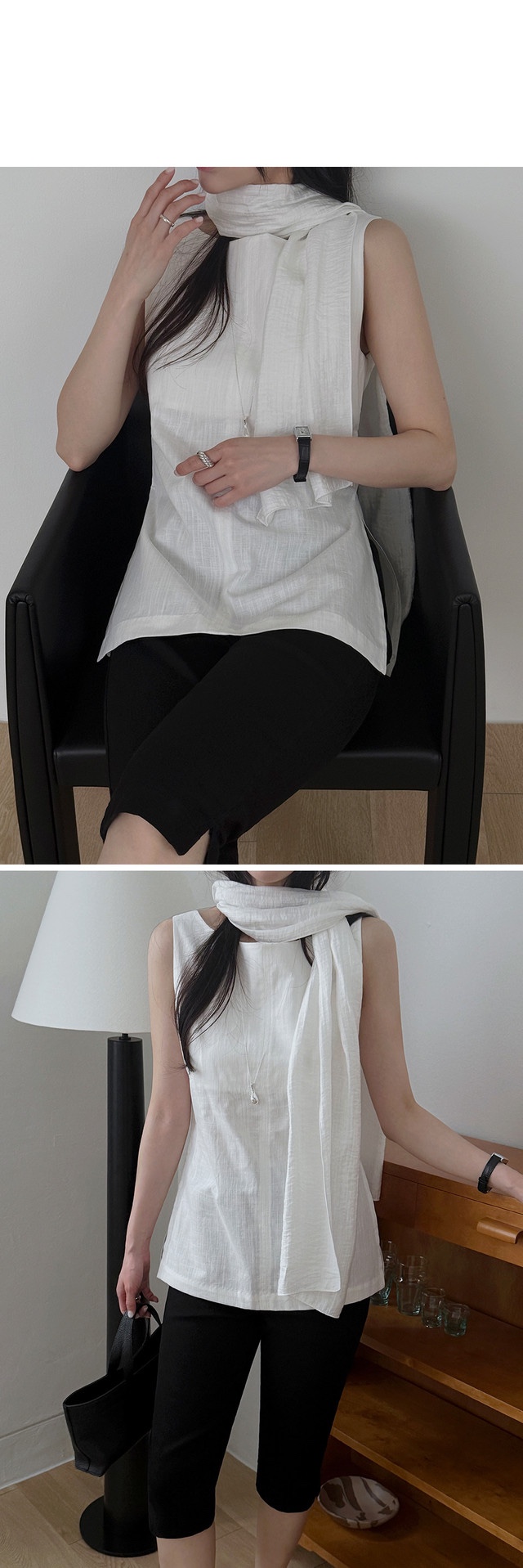 FRILL-T/DADA韓國直郵女士新品人氣26春夏吊帶背心亞麻FRILL-T/DADA吊帶/背心