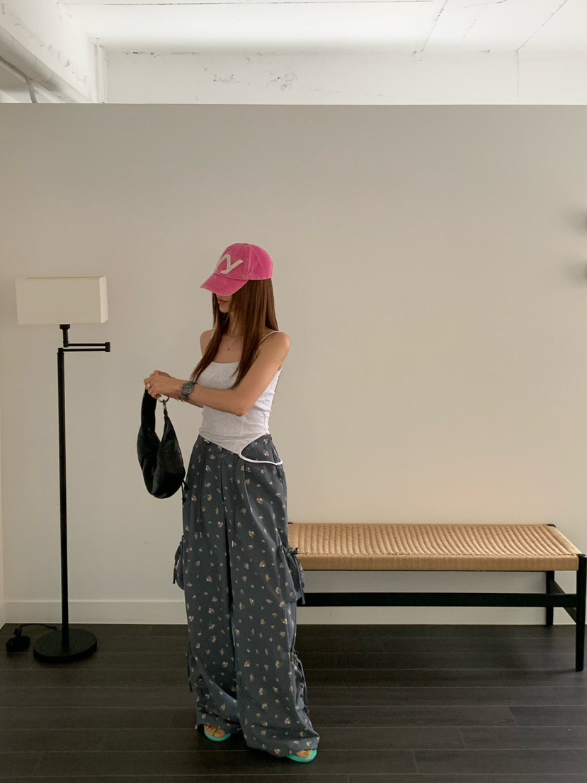 REVE CITE-L韓國東大門直郵女裝新品職業休閑褲工裝褲雙排扣花朵REVE CITE-L休閑褲