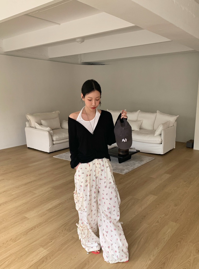 REVE CITE-L韓國東大門直郵女裝新品職業休閑褲工裝褲雙排扣花朵REVE CITE-L休閑褲