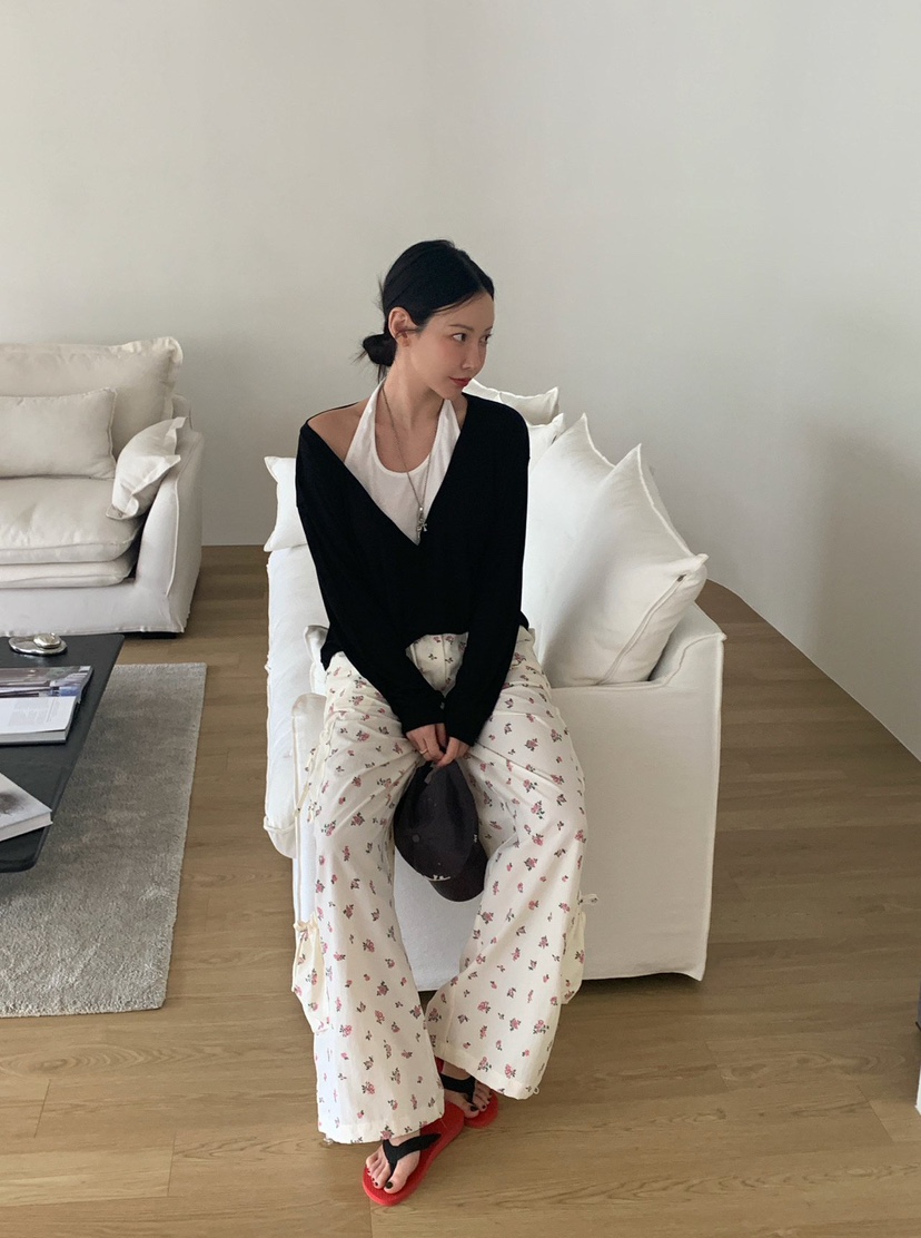 REVE CITE-L韓國東大門直郵女裝新品職業休閑褲工裝褲雙排扣花朵REVE CITE-L休閑褲