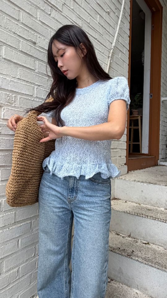 HEY/TO SEWING韓國代購女裝新款熱賣推薦休閑針織衫荷葉邊BY HEY/TO SEWING針織衫
