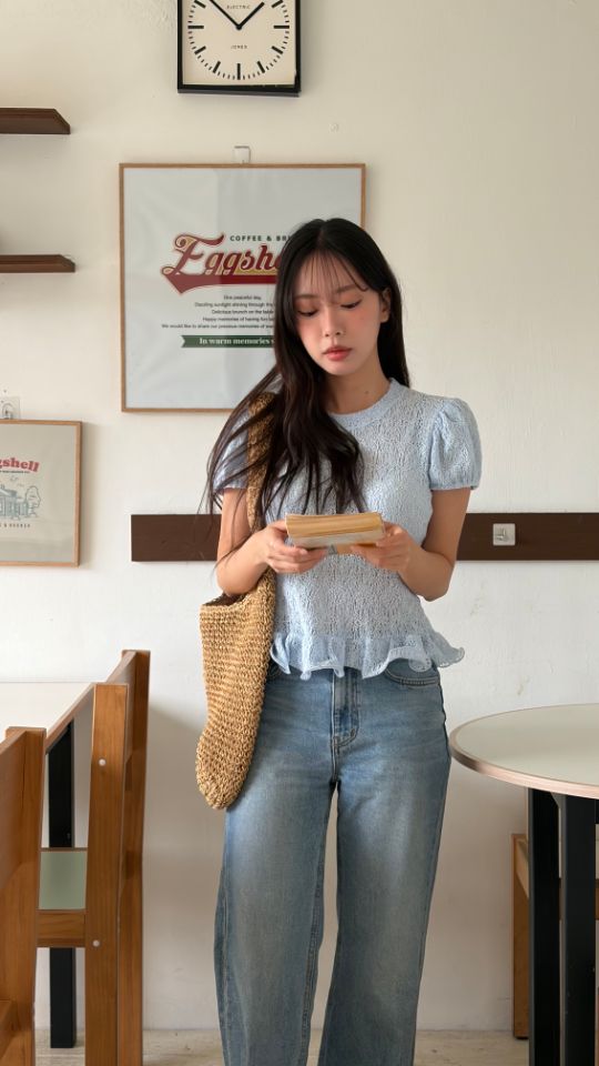 HEY/TO SEWING韓國代購女裝新款熱賣推薦休閑針織衫荷葉邊BY HEY/TO SEWING針織衫