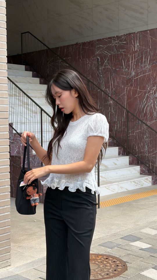 HEY/TO SEWING韓國代購女裝新款熱賣推薦休閑針織衫荷葉邊BY HEY/TO SEWING針織衫