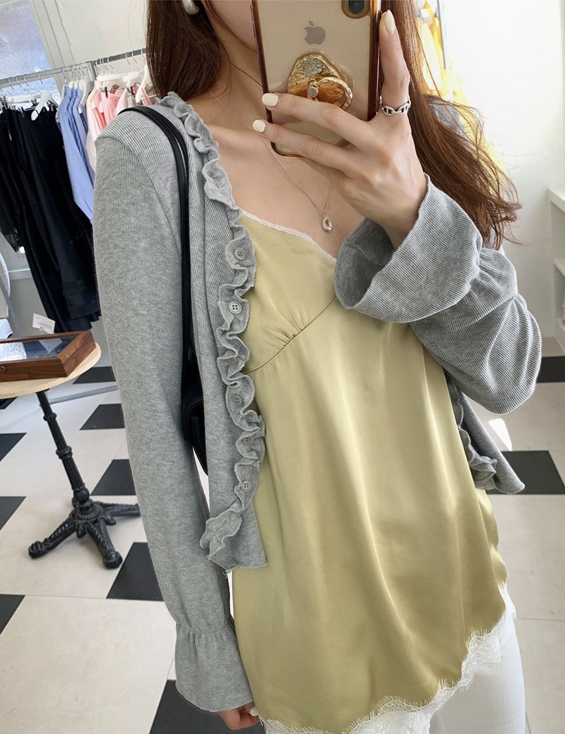 FRILL-T/DADA韓國直郵實拍女裝新款人氣推薦吊帶背心蕾絲FRILL-T/DADA吊帶/背心