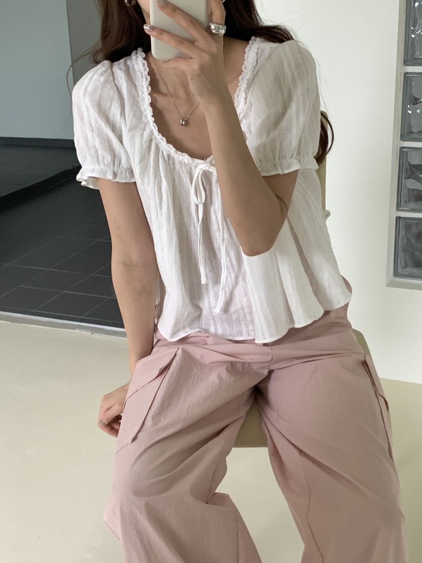FRILL-T/DADA韓國直郵女士新款人氣推薦休閑襯衫蕾絲衫FRILL-T/DADA襯衫/蕾絲衫