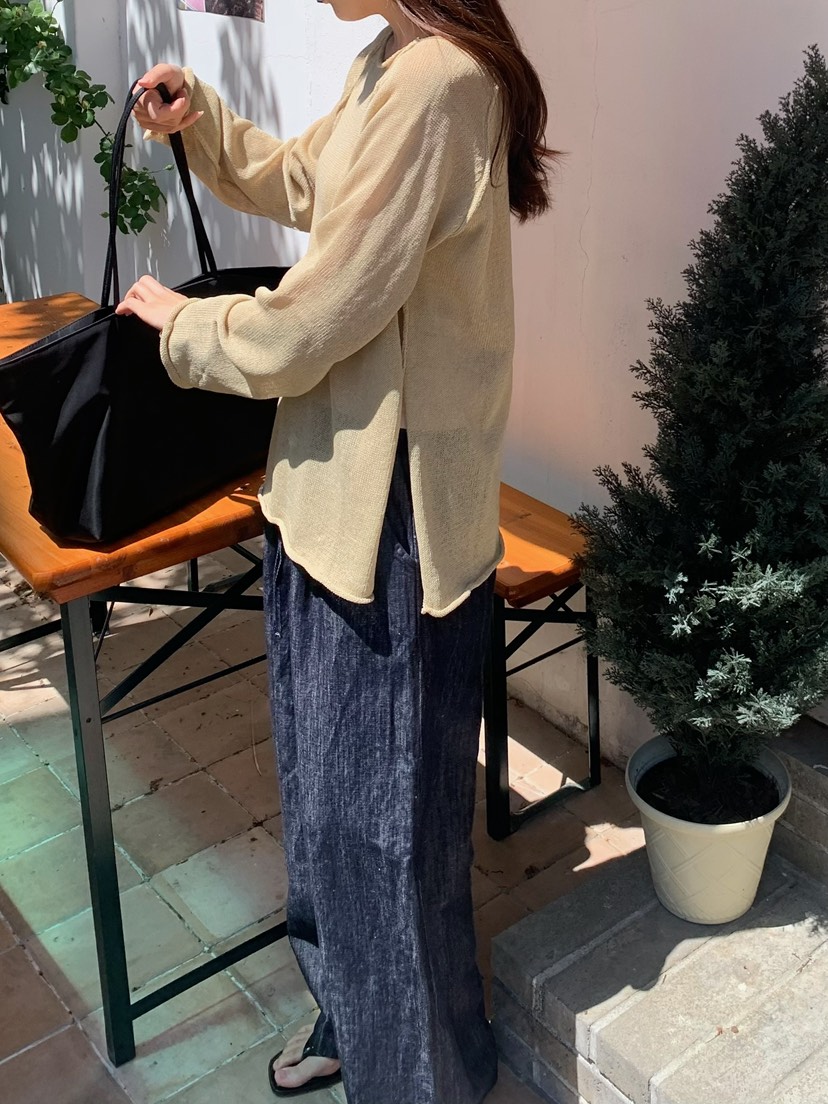 BLEECKER韓國直郵女裝新款時尚26春夏職業休閑針織衫亞麻布BLEECKER針織衫