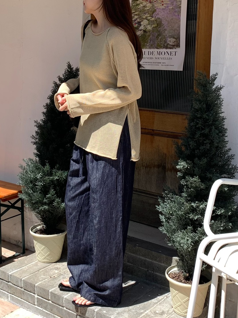 BLEECKER韓國直郵女裝新款時尚26春夏職業休閑針織衫亞麻布BLEECKER針織衫