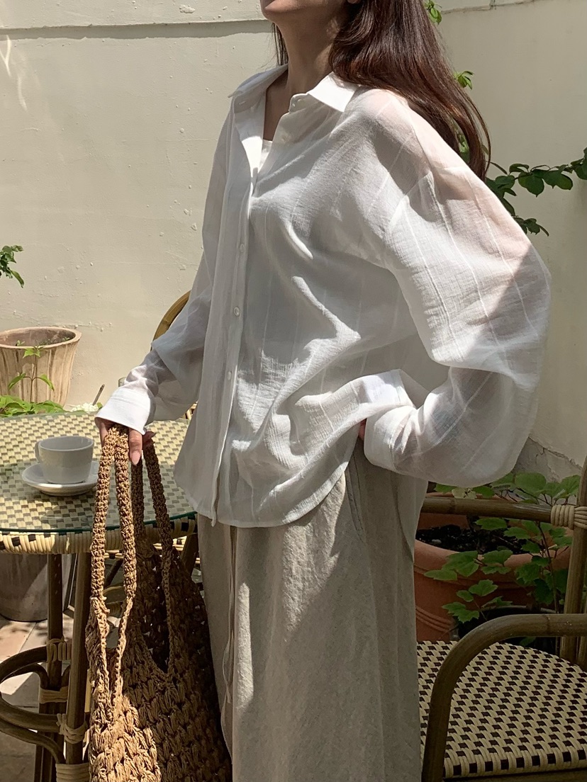 BLEECKER韓國代購女士新品熱賣26夏季職業襯衫蕾絲衫條紋BLEECKER襯衫/蕾絲衫