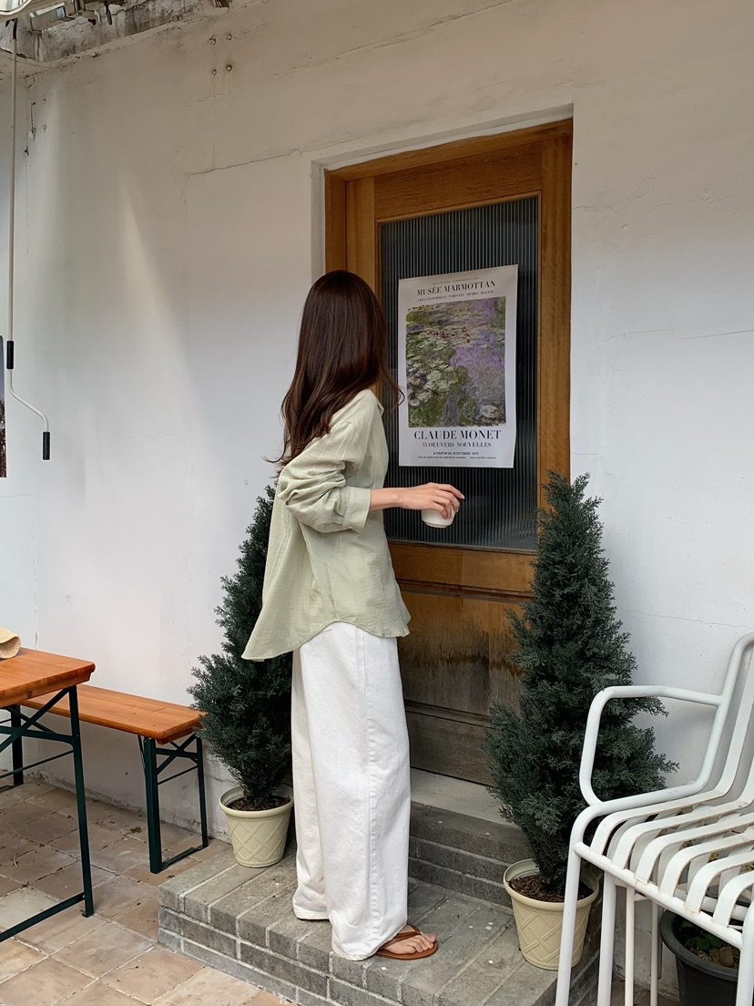 BLEECKER韓國代購女士新品熱賣26夏季職業襯衫蕾絲衫條紋BLEECKER襯衫/蕾絲衫