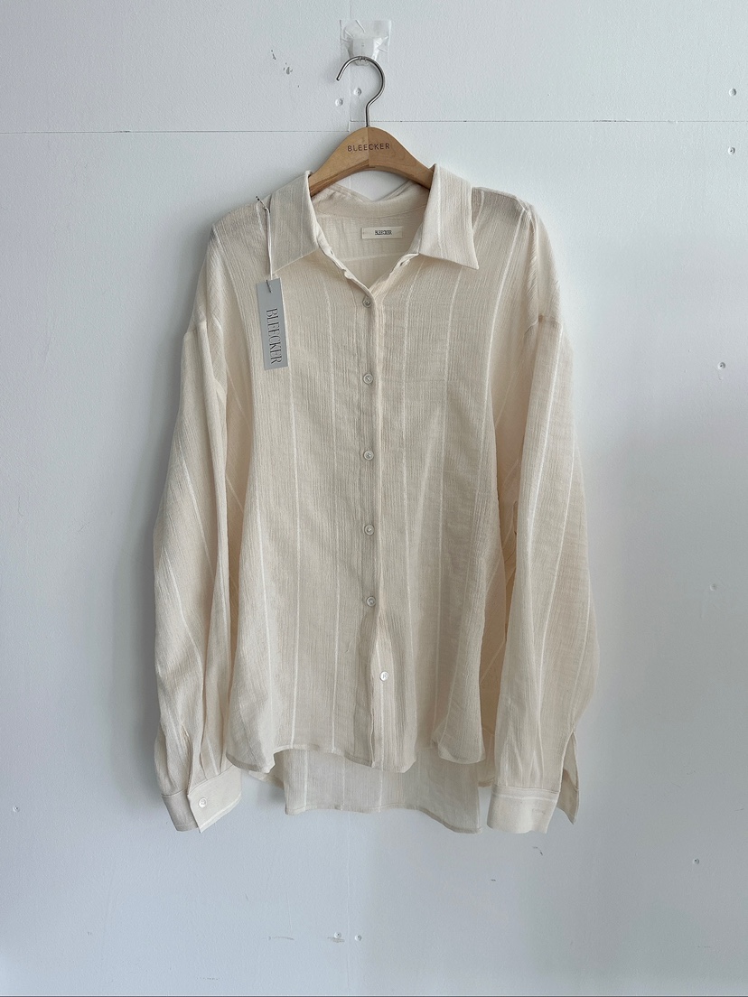 BLEECKER韓國代購女士新品熱賣26夏季職業襯衫蕾絲衫條紋BLEECKER襯衫/蕾絲衫圖色2