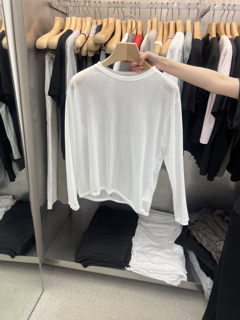 ESSENCE韓國直郵實拍女士新品26夏季休閑時尚長袖T恤透明ESSENCE長袖T恤圖色1