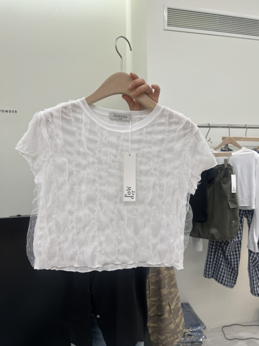 POWDER韓國直郵女裝新品職業推薦時尚26春夏人氣26夏季T恤POWDERT恤圖色1