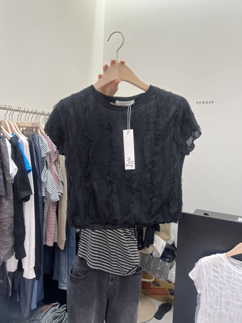 POWDER韓國直郵女裝新品職業推薦時尚26春夏人氣26夏季T恤POWDERT恤圖色2