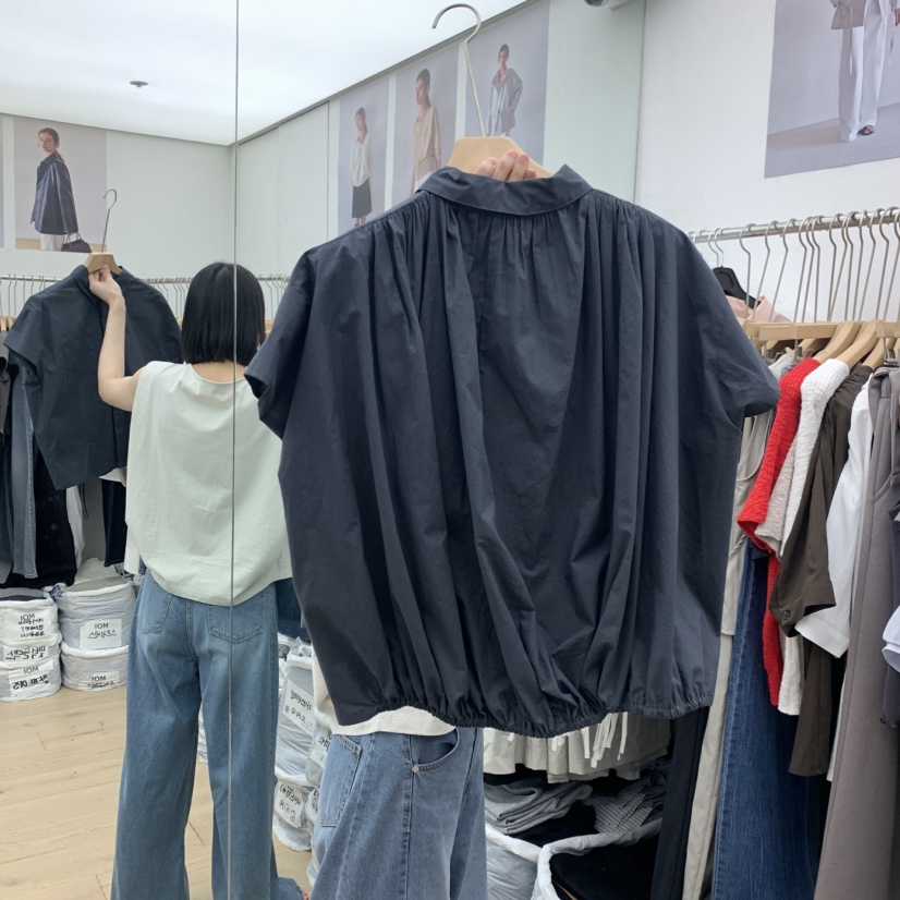 MOI-A韓國東大門代購女裝新款職業推薦時尚襯衫蕾絲衫褶皺MOI-A襯衫/蕾絲衫