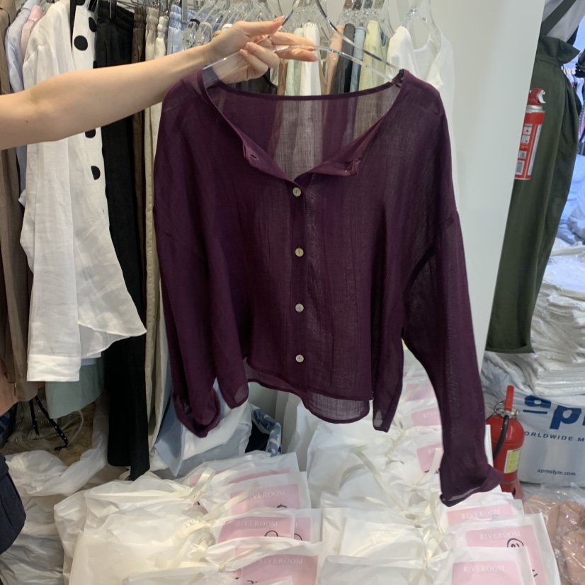 RIVEROOM韓國代購女士新品熱賣推薦人氣襯衫蕾絲衫亞麻布RIVEROOM襯衫/蕾絲衫圖色1
