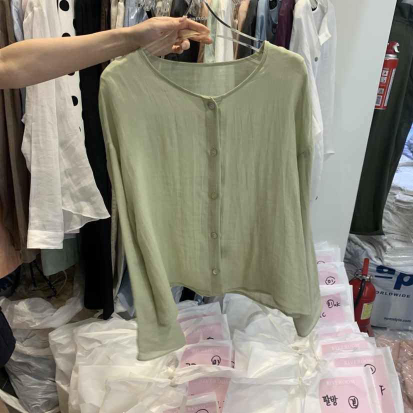 RIVEROOM韓國代購女士新品熱賣推薦人氣襯衫蕾絲衫亞麻布RIVEROOM襯衫/蕾絲衫圖色2
