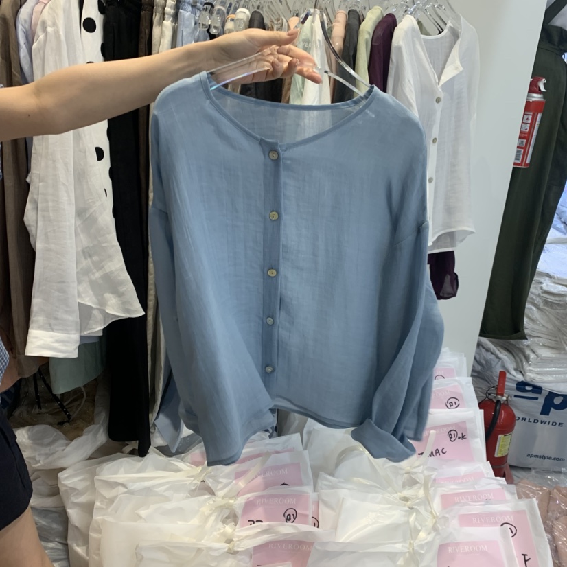 RIVEROOM韓國代購女士新品熱賣推薦人氣襯衫蕾絲衫亞麻布RIVEROOM襯衫/蕾絲衫圖色3