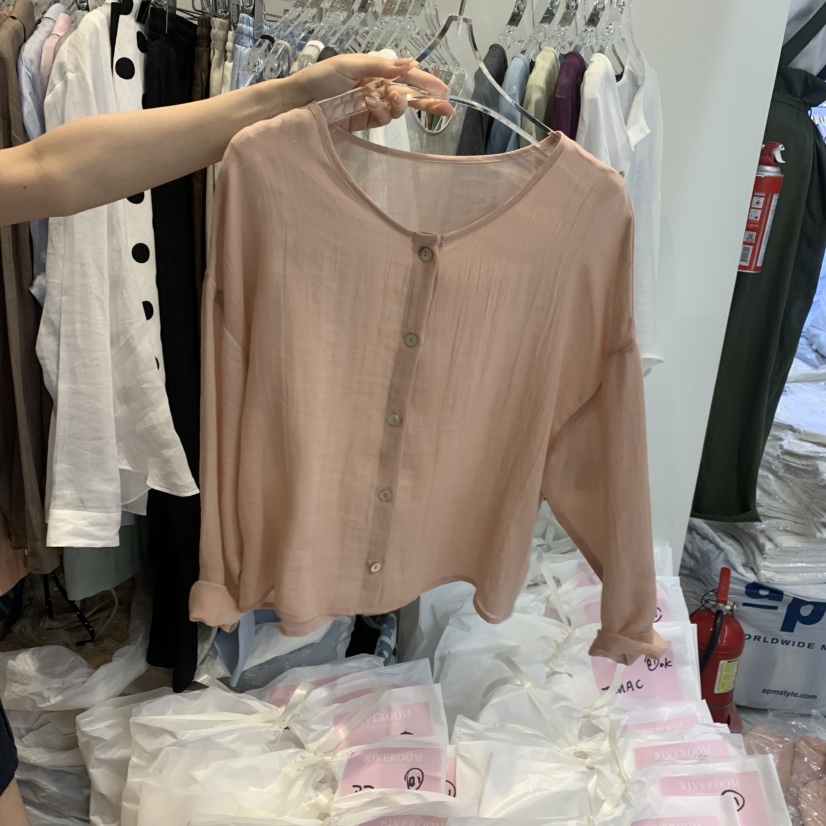 RIVEROOM韓國代購女士新品熱賣推薦人氣襯衫蕾絲衫亞麻布RIVEROOM襯衫/蕾絲衫圖色5