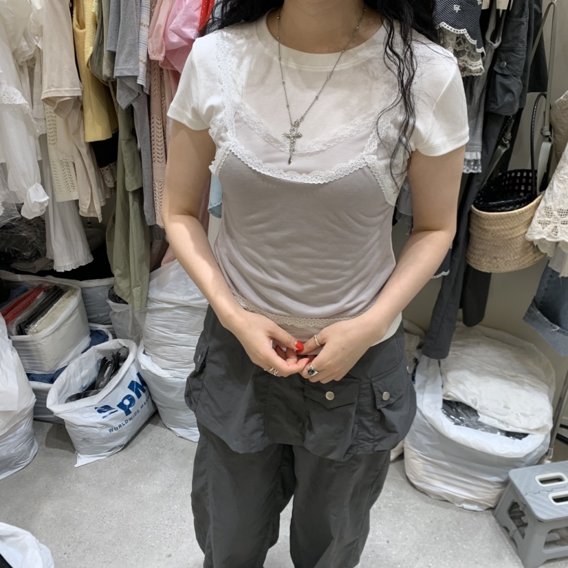 BY FLOW韓國代購女士新品時尚職業26春夏人氣T恤假兩件雙層BY FLOWT恤圖色2