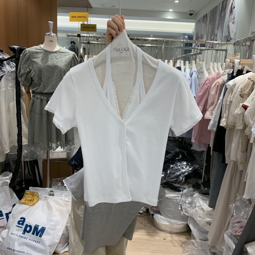 OGI韓國直郵女裝新品26夏季26春夏推薦時尚熱賣T恤多層開衫FLat OGIT恤圖色2