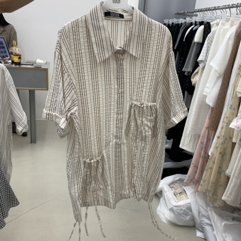 STAINLESS韓國代購女士新品休閑職業時尚26夏季襯衫蕾絲衫口袋STAINLESS襯衫/蕾絲衫圖色2