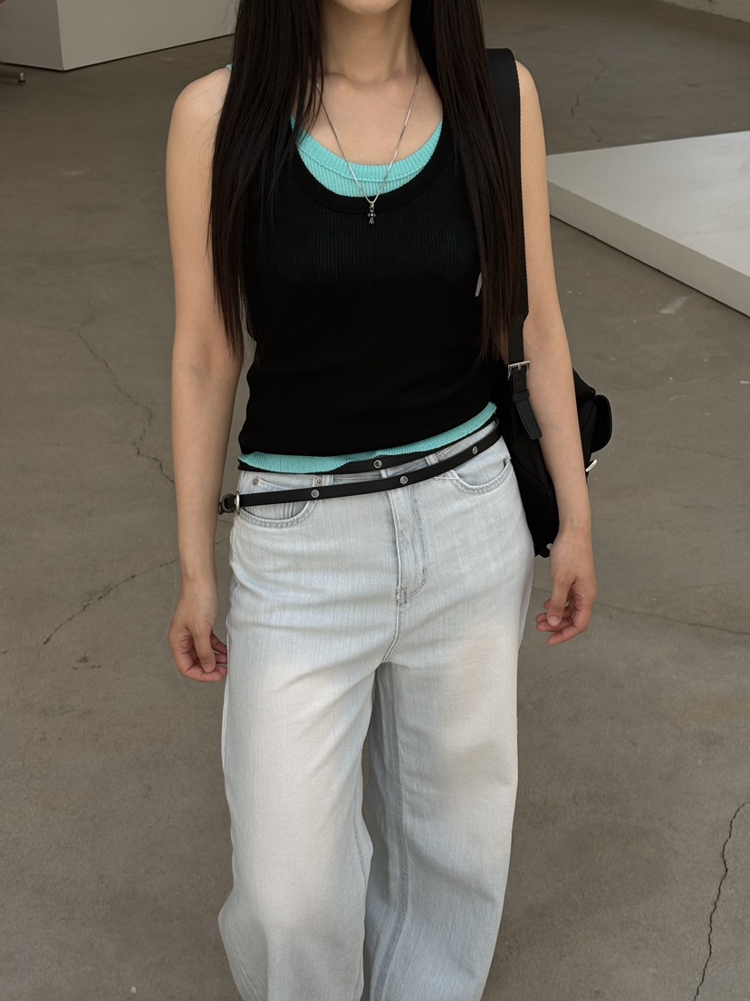 Verbena韓國直郵實拍女裝新品時尚26夏季熱賣吊帶背心羅紋Verbena吊帶/背心