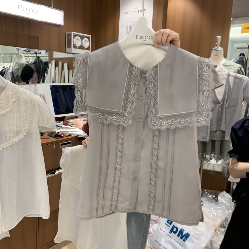 OGI韓國東大門代購女士新品休閑職業時尚推薦熱賣襯衫蕾絲衫FLat OGI襯衫/蕾絲衫圖色2