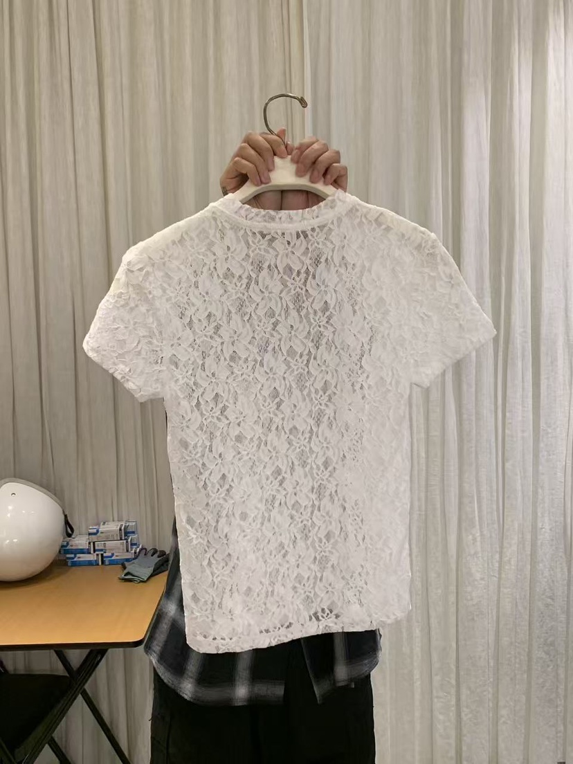 PAPERMOON韓國直郵實拍女士新品26春夏休閑職業T恤修身蕾絲paper moonT恤