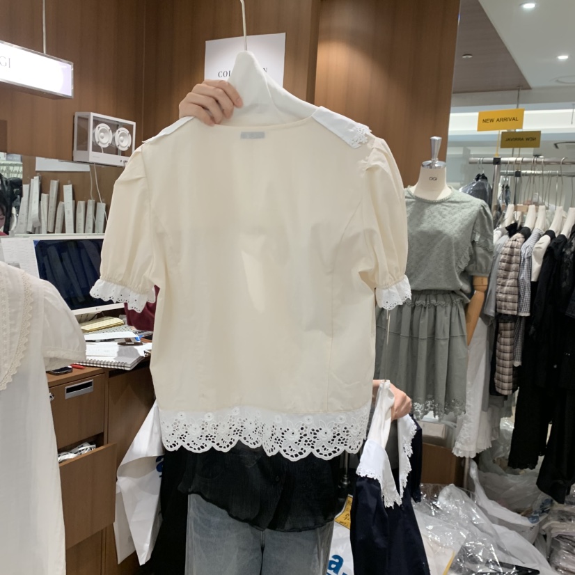 OGI韓國代購女士新品26春夏人氣時尚26夏季職業襯衫蕾絲衫FLat OGI襯衫/蕾絲衫