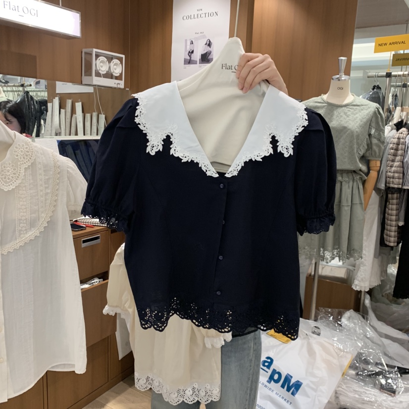 OGI韓國代購女士新品26春夏人氣時尚26夏季職業襯衫蕾絲衫FLat OGI襯衫/蕾絲衫圖色2