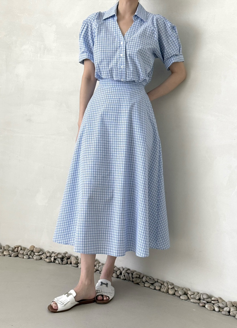 DEMAR韓國直郵女裝新品時尚休閑26夏季人氣26春夏連衣裙格紋DEMAR連衣裙