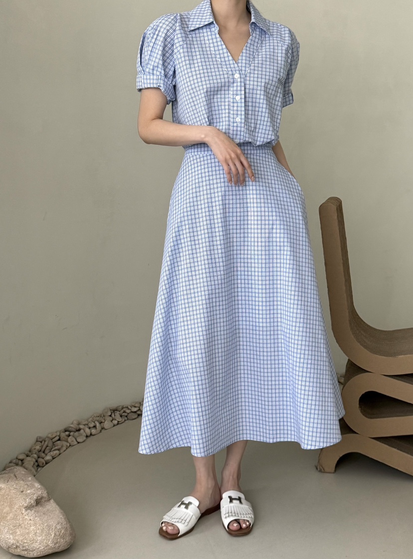 DEMAR韓國直郵女裝新品時尚休閑26夏季人氣26春夏連衣裙格紋DEMAR連衣裙圖色1
