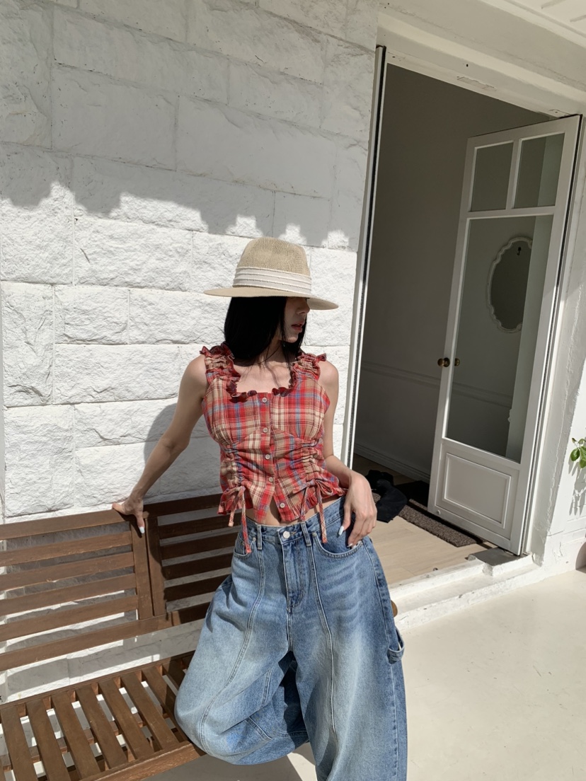 BADCALM韓國東大門直郵女裝新品休閑26夏季襯衫蕾絲衫露肩BADCALM襯衫/蕾絲衫