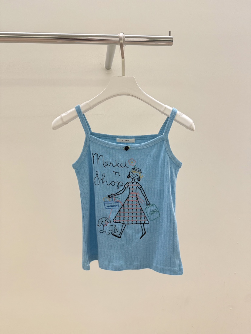 PEBBLE韓國東大門代購女士新款熱賣職業26春夏吊帶背心刺繡PEBBLE吊帶/背心圖色3