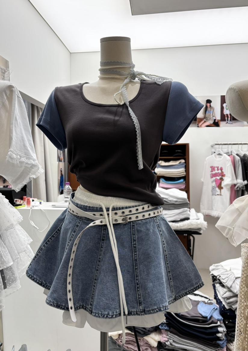 INTHEEND東大門實拍韓國女士新品時尚熱賣職業26春夏裙褲雙層INTHEEND裙褲