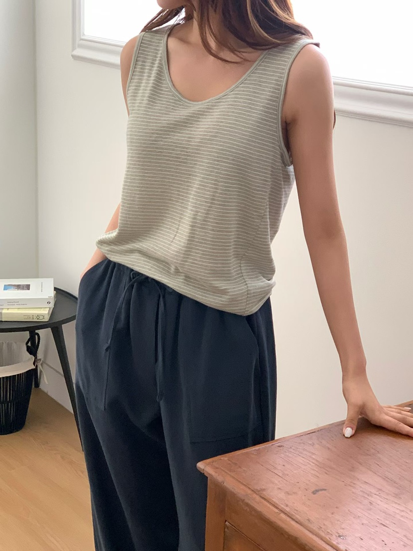 BINUS東大門實拍韓國女士新品推薦休閑時尚吊帶背心亞麻布BINUS吊帶/背心