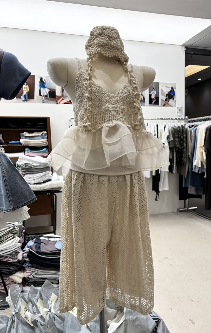 INTHEEND韓國直郵女士新品26夏季26春夏熱賣休閑褲蕾絲花INTHEEND休閑褲