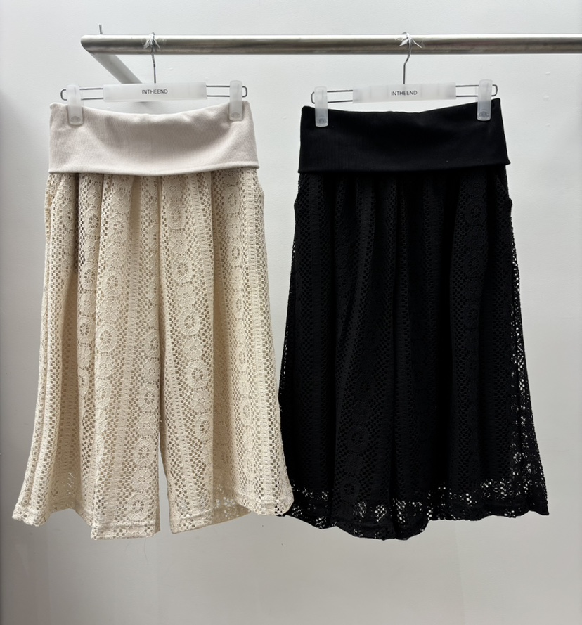 INTHEEND韓國直郵女士新品26夏季26春夏熱賣休閑褲蕾絲花INTHEEND休閑褲