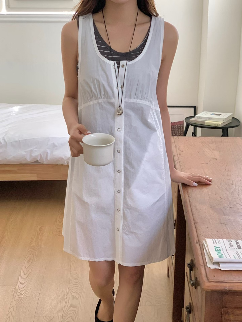 BINUS韓國直郵女士新款時尚推薦職業26春夏熱賣連衣裙紐扣BINUS連衣裙