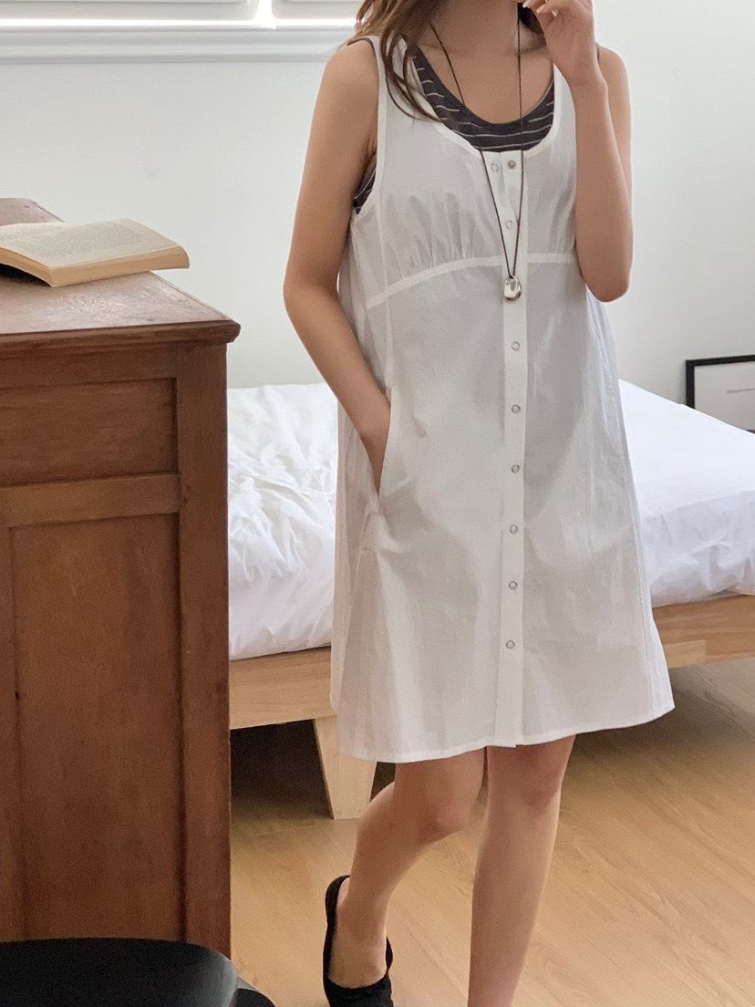 BINUS韓國直郵女士新款時尚推薦職業26春夏熱賣連衣裙紐扣BINUS連衣裙