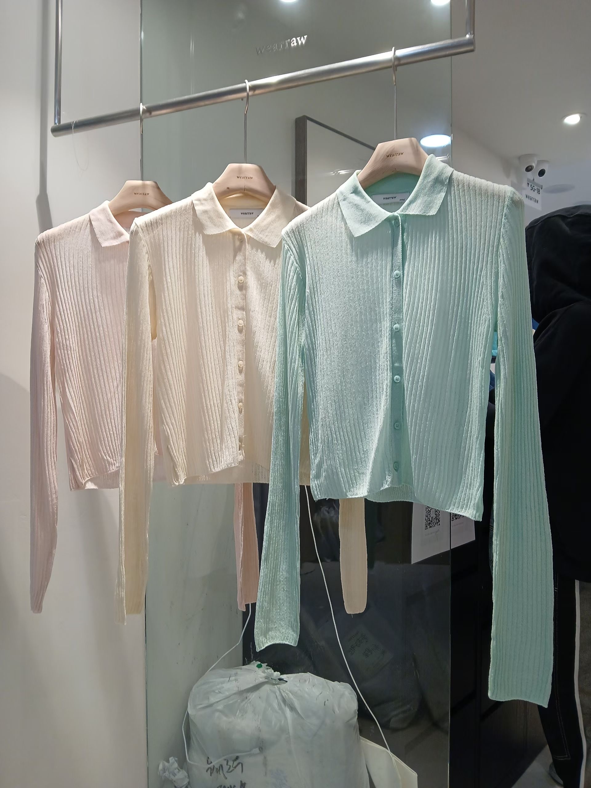 WEARRAW/WELL ROW韓國代購女裝新品熱賣針織衫透明短款WEARRAW/WELL ROW針織衫圖色2左二色