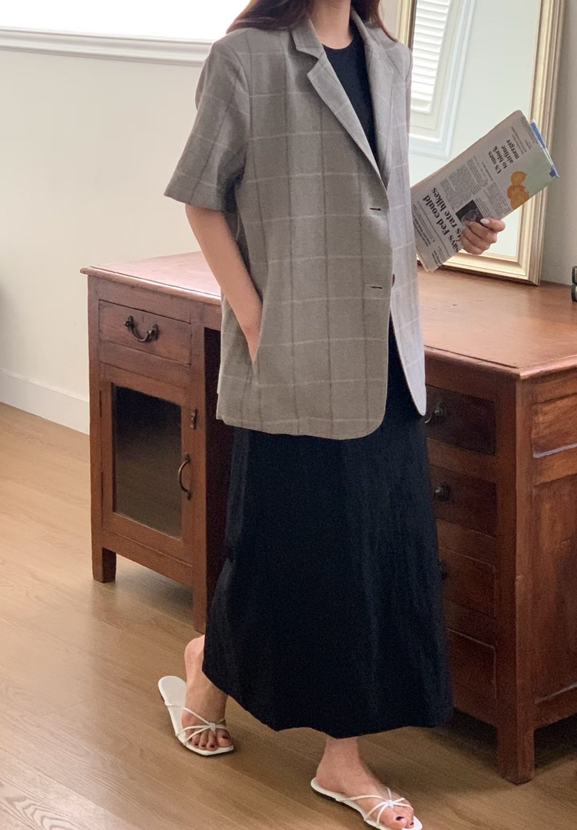 BINUS韓國直郵女士新品職業26夏季推薦26春夏夾克含腰帶亞麻BINUS夾克