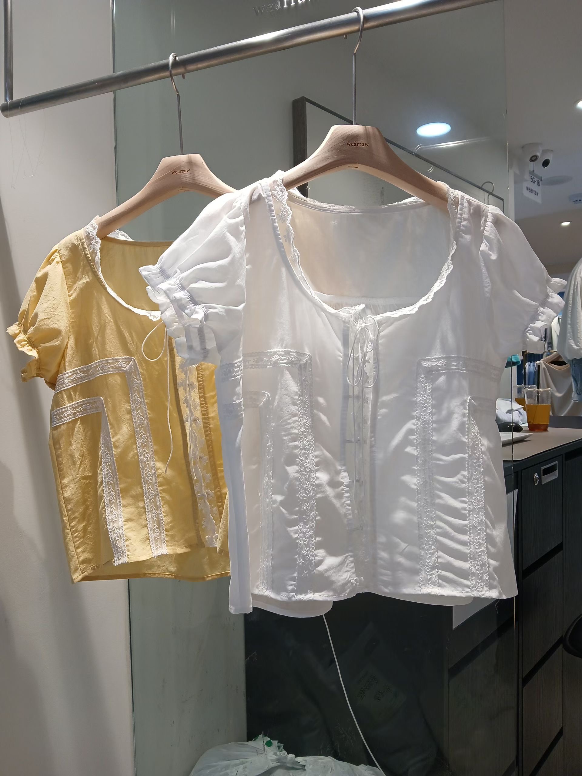 WEARRAW/WELL ROW韓國東大門代購女裝新品時尚襯衫蕾絲衫蕾絲WEARRAW/WELL ROW襯衫/蕾絲衫圖色1左一色