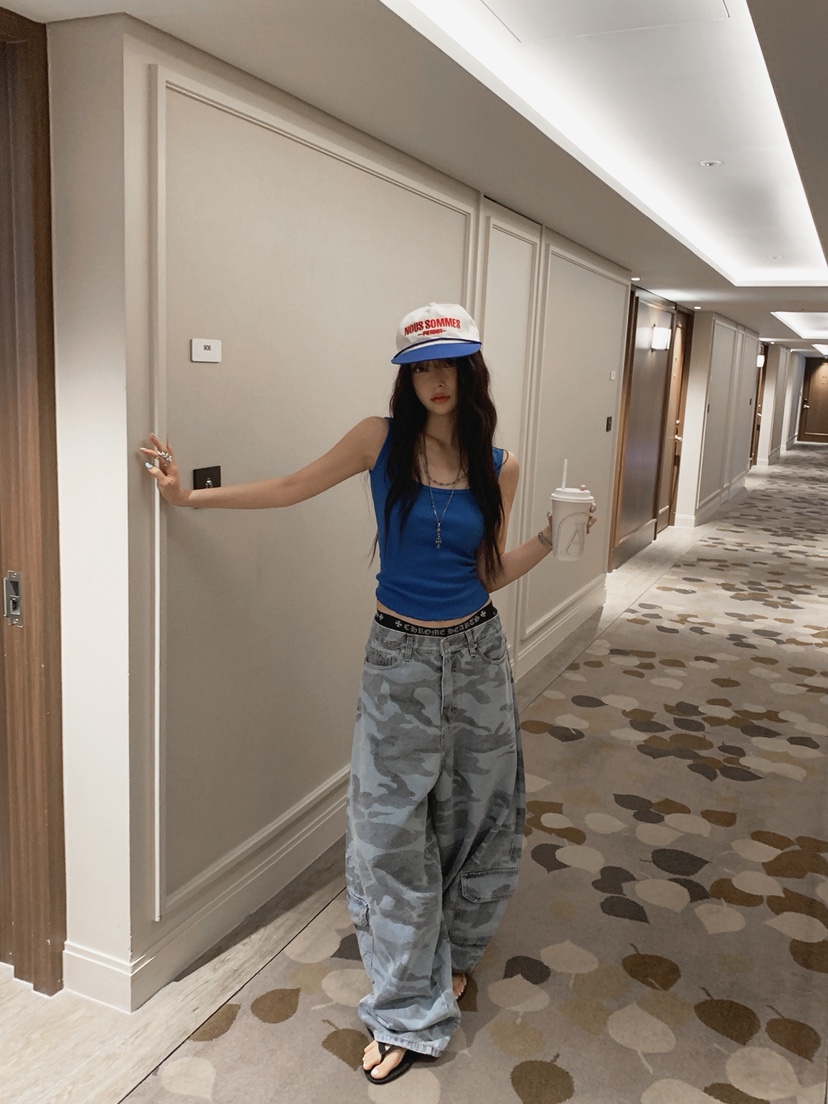 OURWAVE/OUR ROOM韓國直郵女裝新品職業26春夏牛仔褲迷彩Our Wave/Our Room牛仔褲