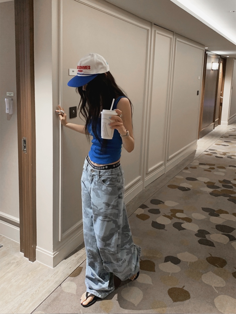 OURWAVE/OUR ROOM韓國直郵女裝新品職業26春夏牛仔褲迷彩Our Wave/Our Room牛仔褲