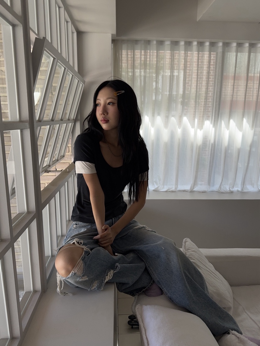 SUNDER MARKET東大門實拍韓國女裝新品時尚職業熱賣T恤雙層SUNDER MARKETT恤