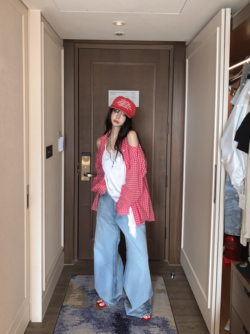 OURWAVE/OUR ROOM東大門實拍韓國女裝新款推薦襯衫蕾絲衫格紋Our Wave/Our Room襯衫/蕾絲衫